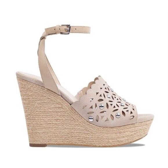 Marc Fisher LTD Women's Nude Tan Hata Cutout Espadrille Wedge Sandal Sz 6/36.5 - Picture 12 of 12